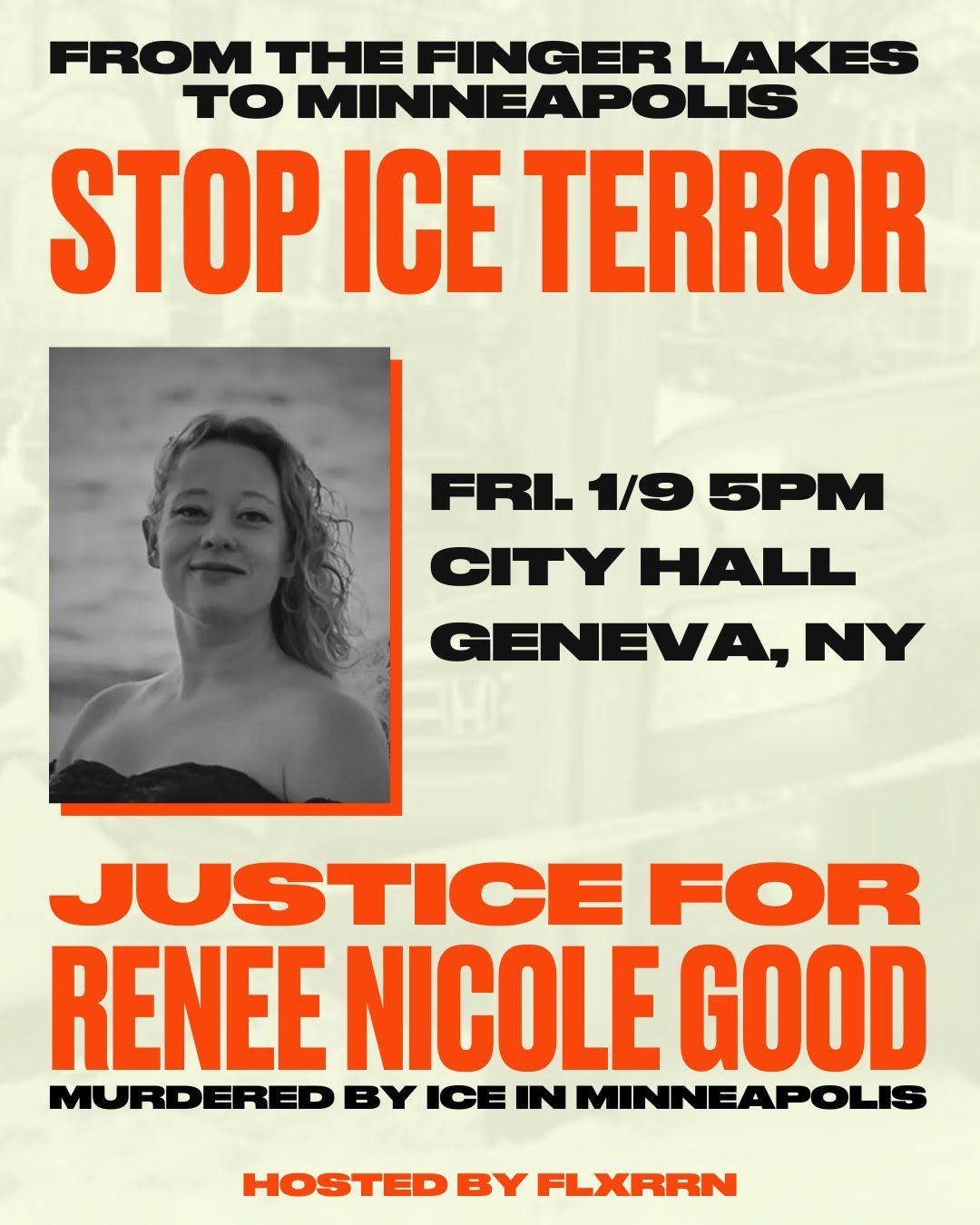 Justice for Renee Nicole Good protest event poster.